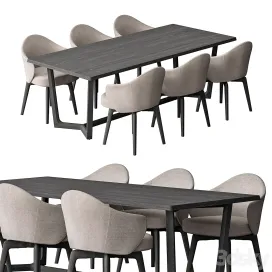 Dinning Table Black Cream Set